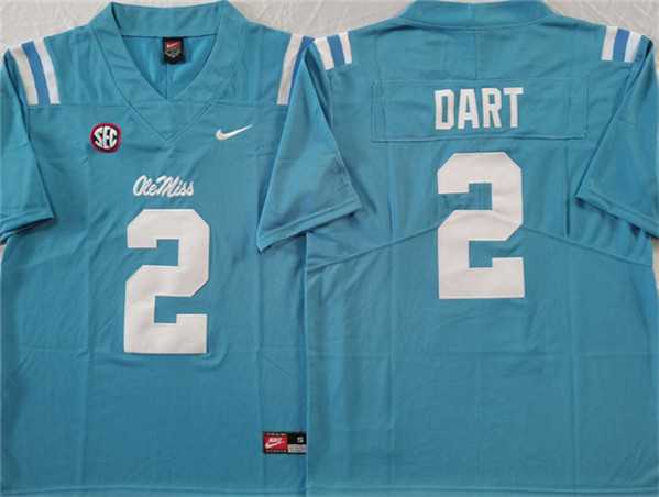 Mens Ole Miss Rebels #2 Jaxson Dart Blue Stitched jersey->ole miss rebels->NCAA Jersey